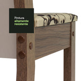 Conjunto Comedor Mesa Mesada de Vidro 4 Sillas Marrón/Crema/Bege Marrom Suzy Madesa
