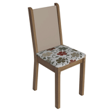Juego Comedor Magnólia Mesa Tapa de Vidrio 4 Sillas Marrón/Crema/Floral Hibiscos Madesa