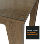Juego de Comedor con Vidrio Sobrepuesto 4 Sillas Marrón/Oxford Celina Madesa