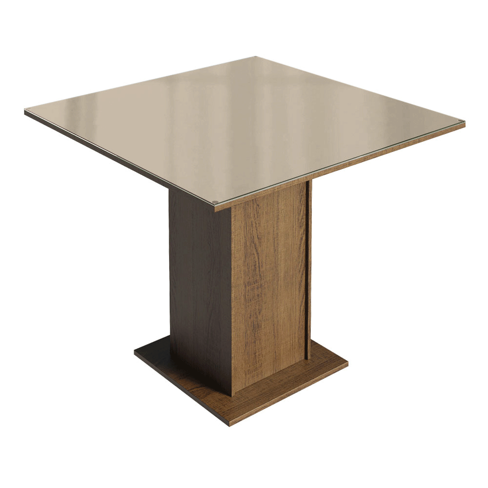 Juego de Comedor Tapa de Vidrio 4 Sillas Marrón/Crema/Imperial Sálvia Madesa