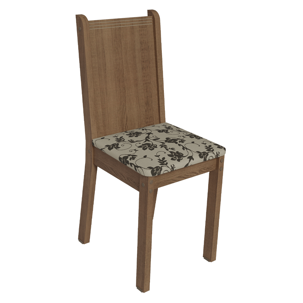 Juego de Comedor Mesa Tapa de Vidrio 4 Sillas Marrón/Crema/Tapizado Beige Marrón Madesa