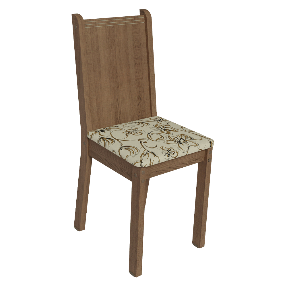 Juego de Comedor Mesa Tapa de Vidrio 4 Sillas Marrón/Crema/Lirio Beige Madesa