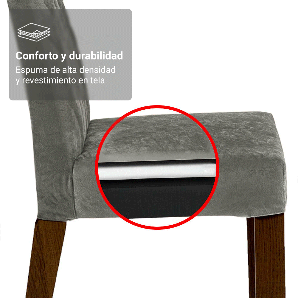 Juego de Comedor Mesa Tapa de Madera 6 Sillas Marrón/Blanco/Silver Hanna Madesa