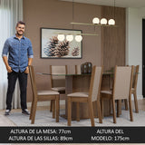Juego de Comedor Mesa Tapa de Vidrio 6 Sillas Marrón/Crema/Sintético Beige Yolanda Madesa