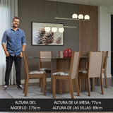Juego de Comedor Mesa Tapa de Vidrio 6 Sillas Marrón/Crema/Floral Hibiscos Yolanda Madesa