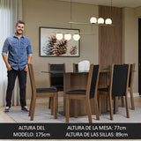 Juego de Comedor Mesa Tapa de Vidrio 6 Sillas Marrón/Negro Yolanda Madesa