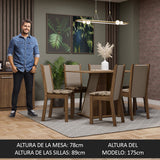Juego de Comedor Mesa Tapa de Madera 6 Sillas Marrón/Crema/Beige Marrón Wendy Madesa