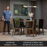 Juego de Comedor Mesa Tapa de Madera 6 Sillas Marrón/Crema/Negro Wendy Madesa