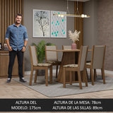 Juego de Comedor Mesa Tapa de Madera 6 Sillas Marrón/Beige Marrón Wendy Madesa
