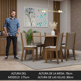Juego de Comedor Mesa Tapa de Madera 6 Sillas Marrón/Hibiscos Wendy Madesa