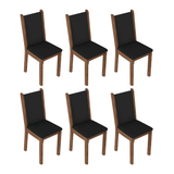Conjunto Comedor Mesa Mesada de Vidro 6 Sillas Marrón/Negro Viola Madesa