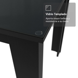 Juego de Comedor con Mesa de Tapa de Vidrio y 6 Sillas Marrón/Negro/Silver Odara Madesa