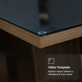 Juego de Comedor Tapa de Vidrio 6 Sillas Marrón/Negro/Oxford Azaleia Madesa