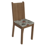 Juego de Comedor Mesa con Tapa de Madera 6 Sillas Marrón/Crema/Floral Hibiscos Madesa