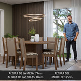 Juego de Comedor Mesa Tapa de Madera 8 Sillas Marrón/Crema/Beige Marrón Marisa Madesa