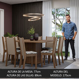 Juego de Comedor Mesa Tapa de Madera 8 Sillas Marrón/Crema/Hibiscos Marisa Madesa