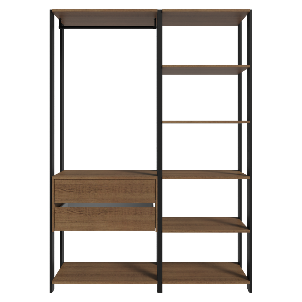 Placard Ropero Placard Ropero Modulado Valencia 2 Cajones 129cm Marrón/Negro Madesa XA