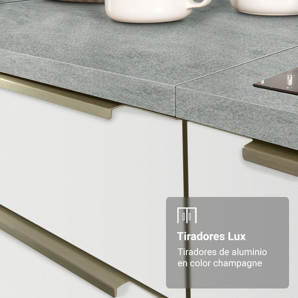 Combo Completo de Cocina 400 x 60 cm Blanco Aterciopelado Lux Madesa