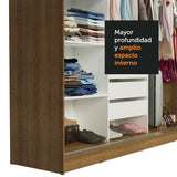 Placard Ropero Casal Madesa Kansas 3 Puertas Corredizas con Espejo 3 Cajones Marrón