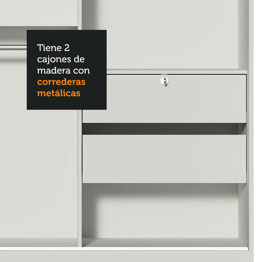 Placard Soltero Luke 2 Puertas Corredizas 1 Puerta Con Espejo