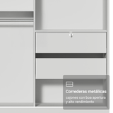Placard individual Madesa Luke 2 Puertas corredizas de Espejo Blanco