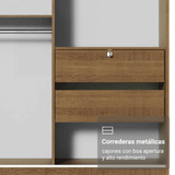 Placard Luke 119 cm 2 Puertas Corredizas con 1 Espejo 2 Cajones un Marrón Madesa