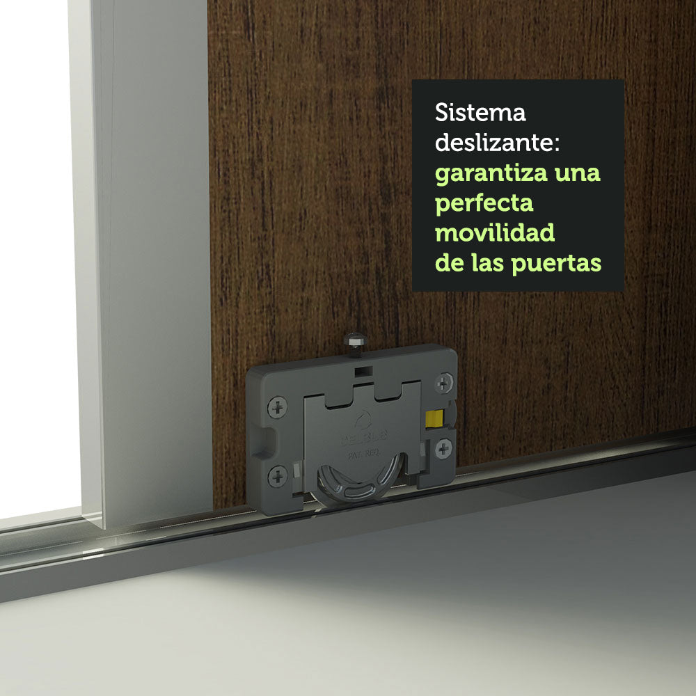 Placard Matrimonial 100% MDF Royale 3 Puertas Corredizas con Espejo Blanco/Marrón