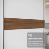 Placard Matrimonial Malta 231 cm 3 Puertas Corredizas con 1 Espejo 4 Cajones con Patas 100% MDF Blanco Madesa