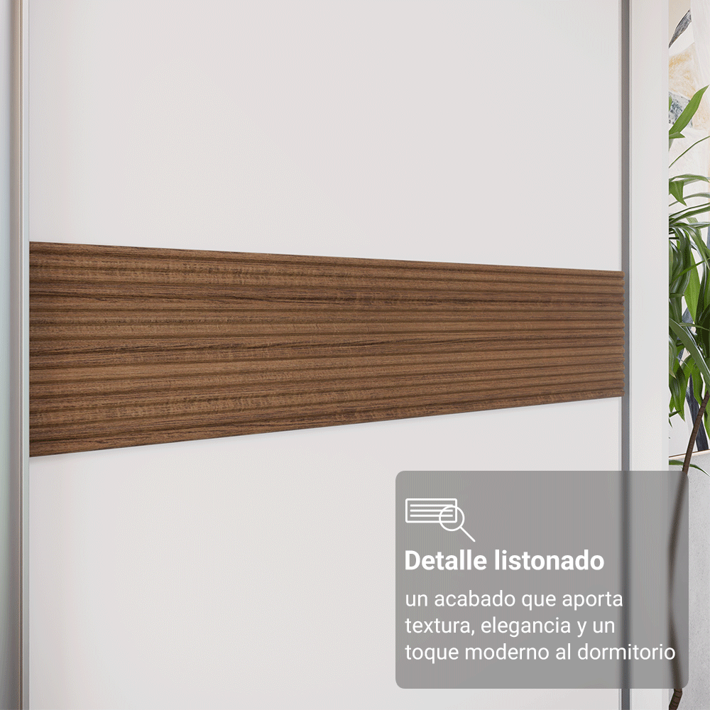 Placard Matrimonial Malta 231 cm 3 Puertas Corredizas 4 Cajones con Patas 100% MDF Blanco Madesa