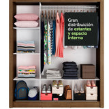Placard Matrimonial Monaco 3 Puertas Corredizas 1 con Espejo - Marrón