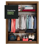 Placard Ropero Solteiro Madesa Denver 2 Puertas Corredizas con Espejo Marrón/Gris