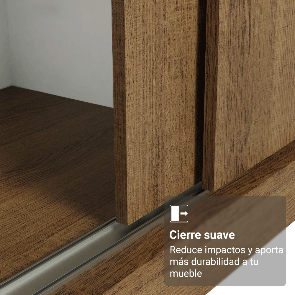 Placard Matrimonial con Patas 180 cm 3 Puertas con Espejo Reno Marrón