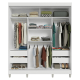 Placard Matrimonial con Patas 180 cm 3 Puertas con Espejo Reno Blanco/Marrón