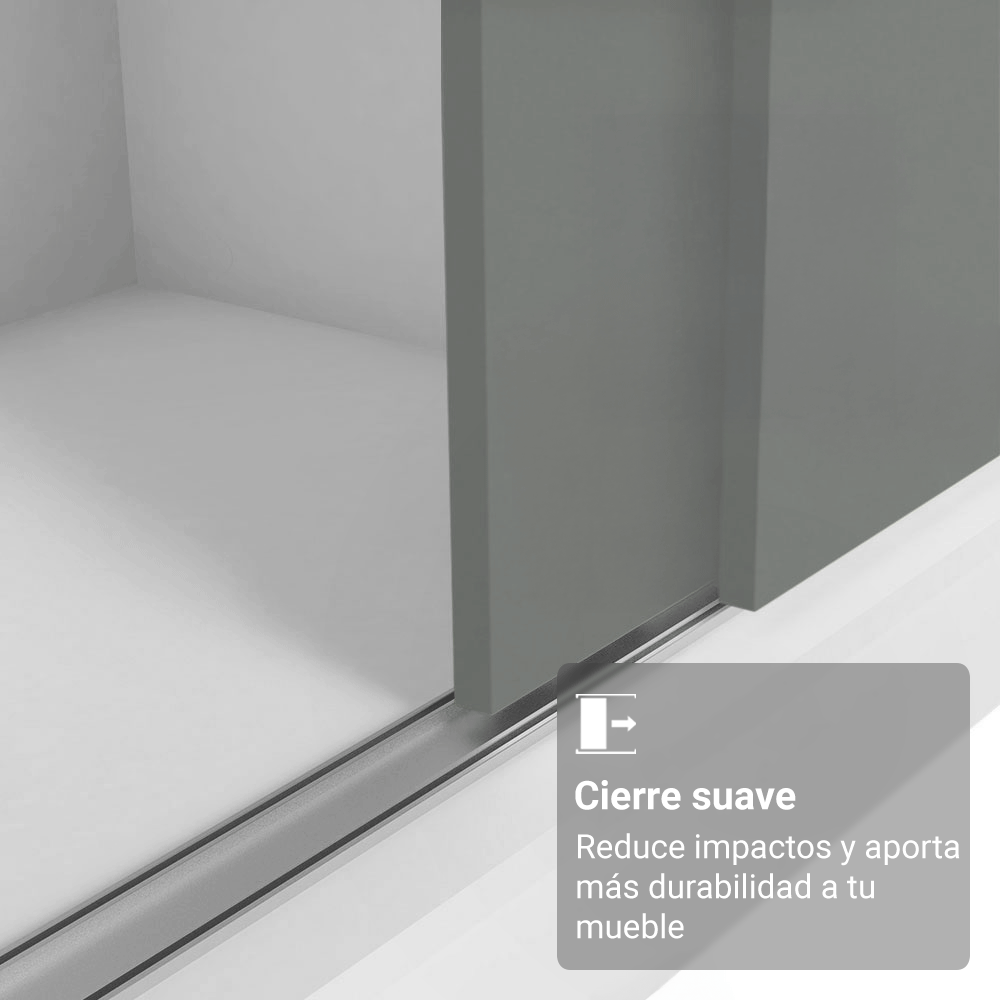 Placard Matrimonial con Patas 180 cm 3 Puertas con Espejo Reno Blanco/Gris