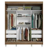 Placard Matrimonial con Patas 180 cm 3 Puertas con 3 Espejos Reno Marrón/Gris