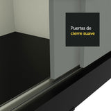 Placard Ropero Casal Madesa Reno 3 Puertas Corredizas con Espejos Negro/Gris