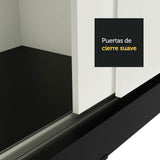Placard Ropero Solteiro Madesa Tokio 2 Puertas Corredizas con 2 Cajones Negro/Blanco