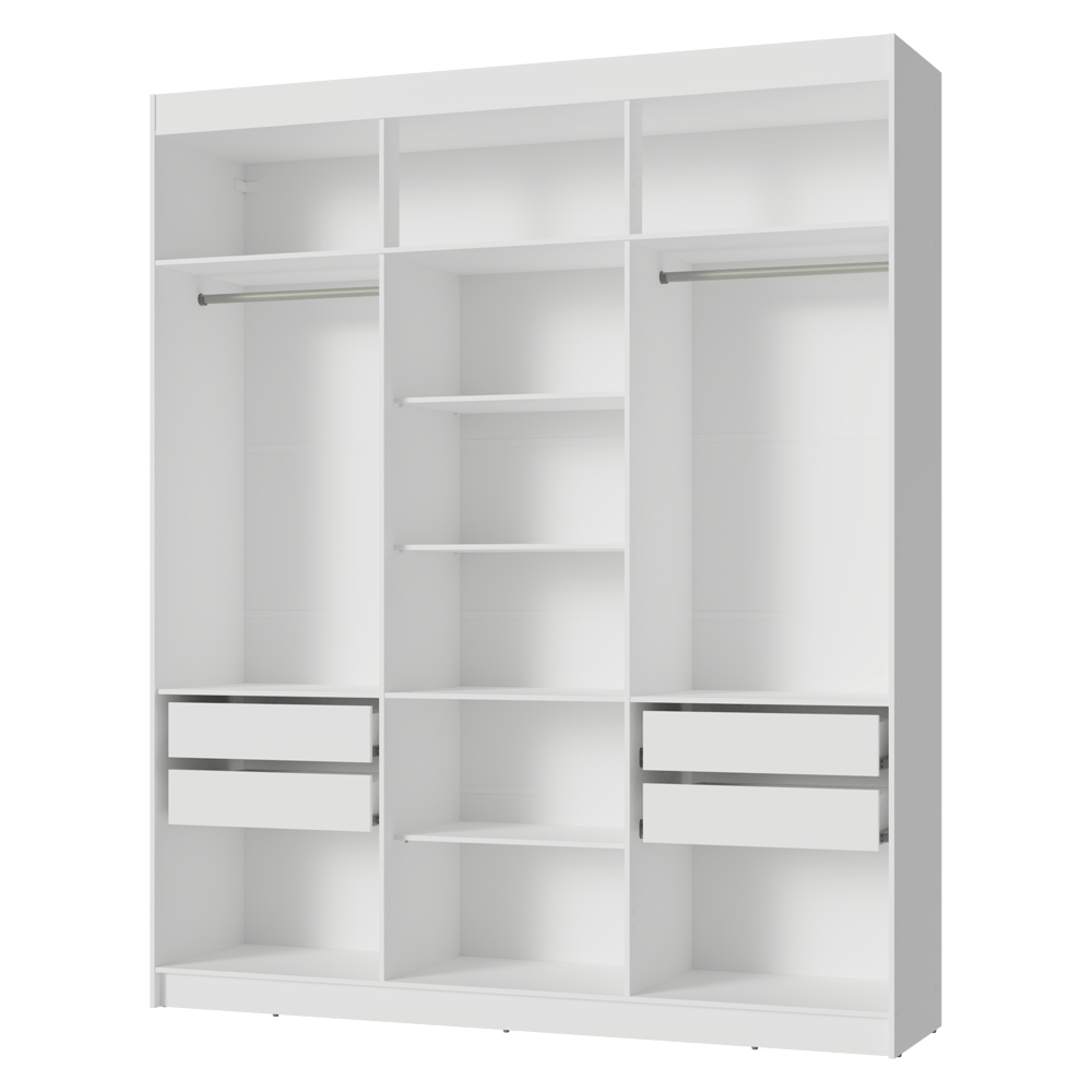 Placard Matrimonial 180 cm Sin Puertas 4 Cajones Venus Blanco