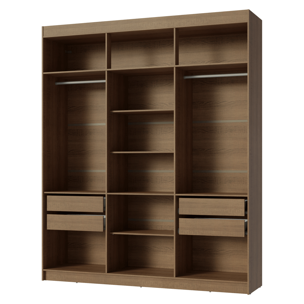 Placard Matrimonial 180 cm Sin Puertas 4 Cajones Venus Marrón