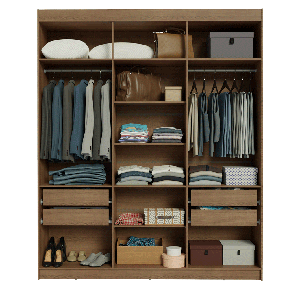 Clóset Matrimonial Venus 6 Puertas Batientes Marrón/Negro