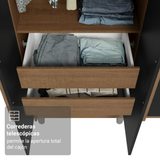 Clóset Matrimonial Venus 6 Puertas Batientes con Patas Marrón/Negro