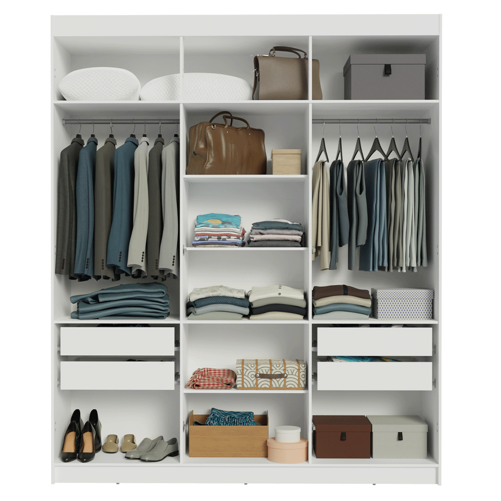 Clóset Matrimonial Venus 6 Puertas Batientes Blanco/Blanco/Negro