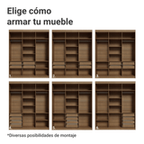 Placard Matrimonial 6 Puertas Batientes Venus Marrón/Negro/Negro