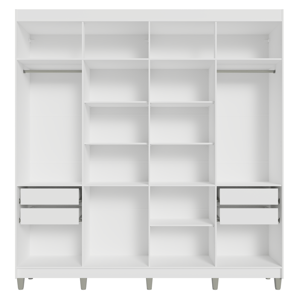 Placard Closet con Patas 4 Cajones 216cm Blanco Venus Madesa