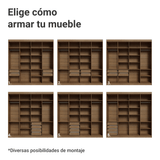 Placard Matrimonial 8 Puertas Batientes Venus Marrón/Negro/Negro