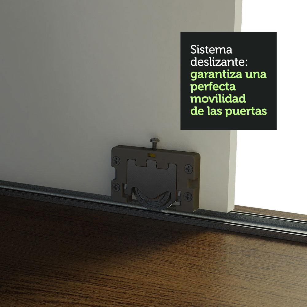Placard Ropero Casal Madesa Istambul 3 Puertas Corredizas con Espejo 3 Cajones Marrón/Blanco