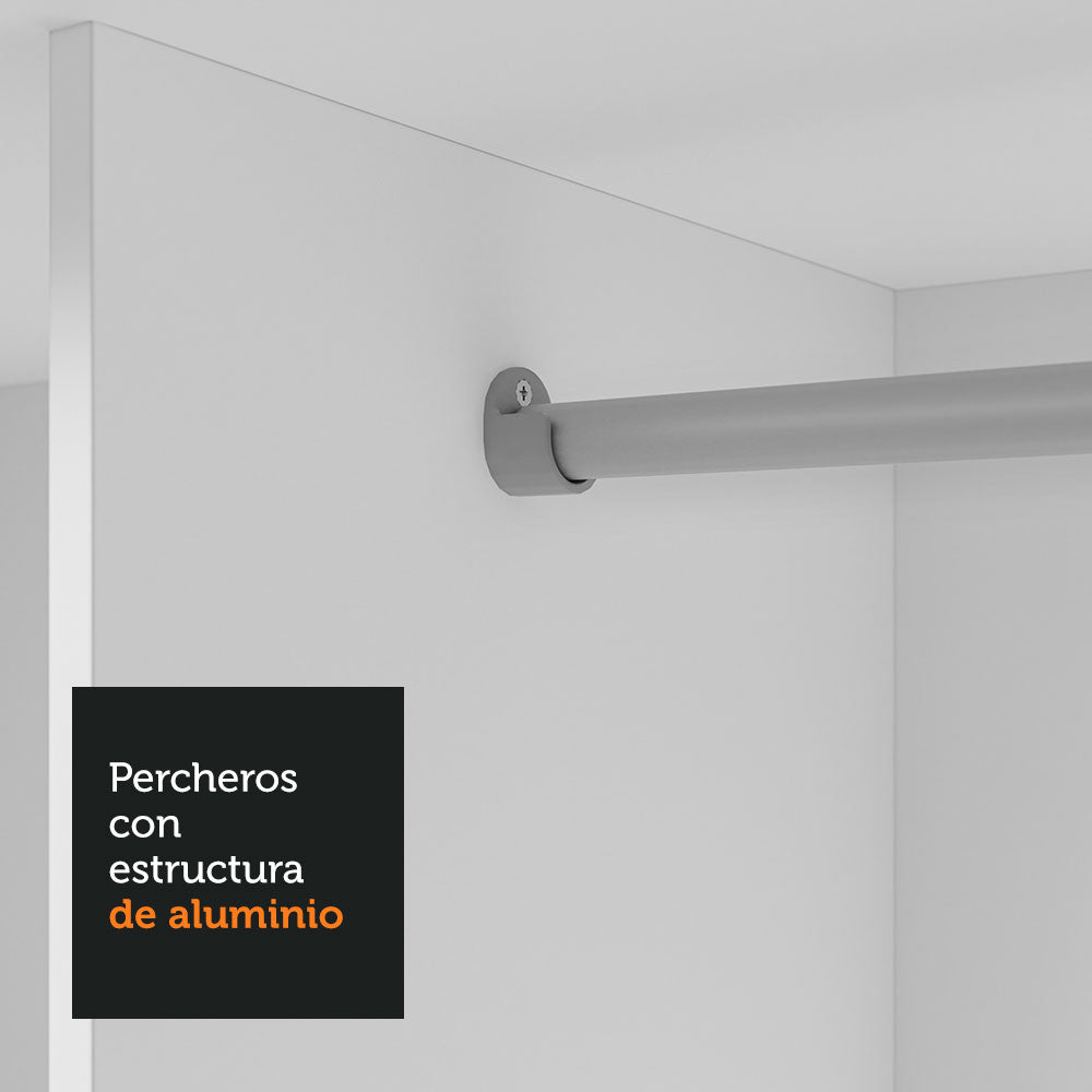 Placard Matrimonial 3 Puertas Corredizas con Espejo 2 Cajones Blanco/Gris Sublime