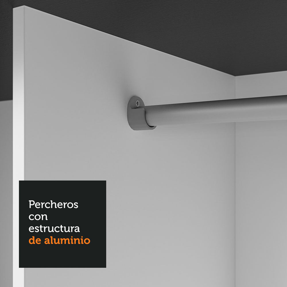 Placard Matrimonial 3 Puertas Corredizas con Espejo 2 Cajones Negro/Gris Sublime