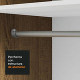 Placard Soltero 2 Puertas Corredizas con Espejo 4 Cajones Marrón/Gris Vivare Plus