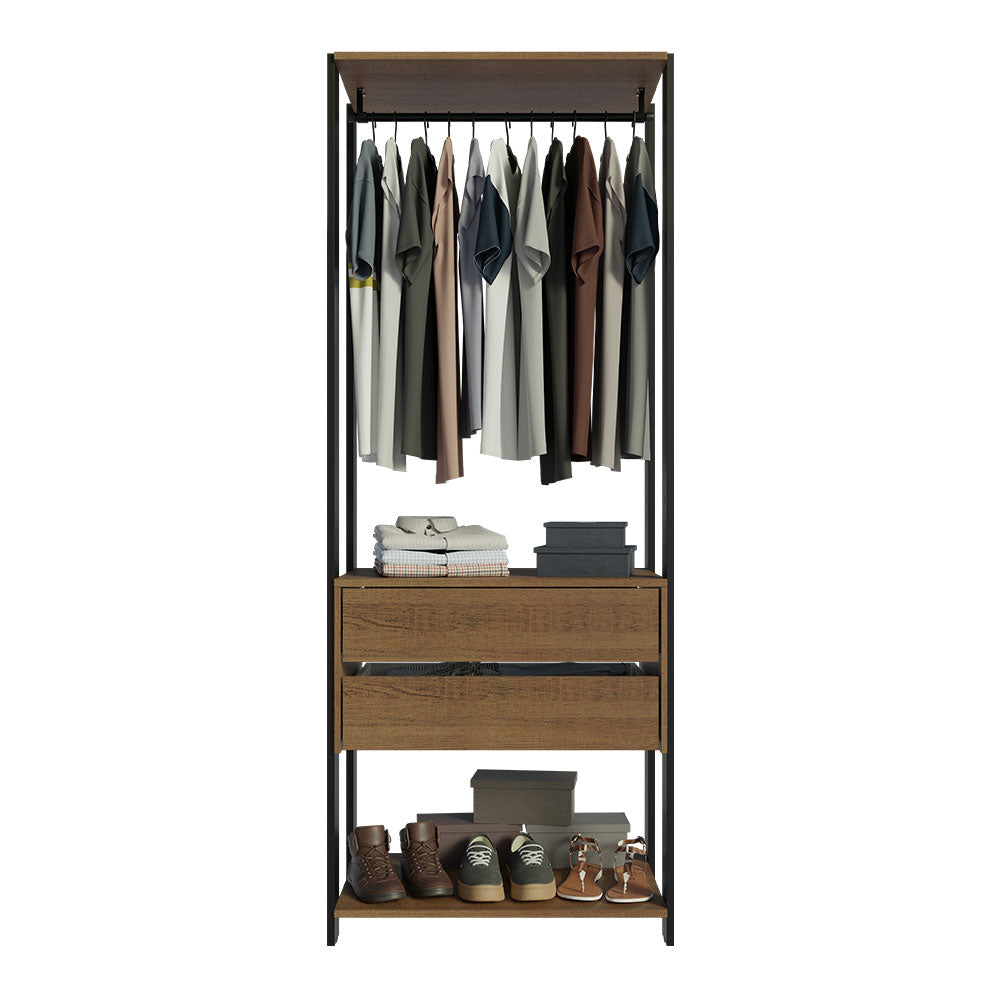 Placard Modular Valencia 2 Cajones 70cm Marrón/Negro
